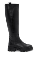 Women's Black Zippered Thick Soled Leather Boots | Derimod Women's Black Zippered Thick Soled Leather Boots | Derimod