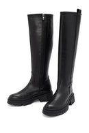 Women's Black Zippered Thick Soled Leather Boots | Derimod Women's Black Zippered Thick Soled Leather Boots | Derimod