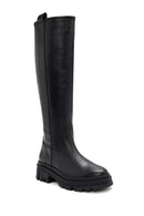 Women's Black Zippered Thick Soled Leather Boots | Derimod Women's Black Zippered Thick Soled Leather Boots | Derimod