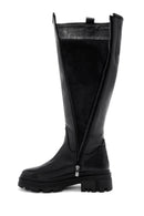 Women's Black Zippered Thick Soled Leather Boots | Derimod Women's Black Zippered Thick Soled Leather Boots | Derimod