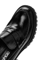 Kadın Siyah Yüksek Kalın Topuklu Rugan Deri Maskülen Loafer | Derimod Kadın Siyah Yüksek Kalın Topuklu Rugan Deri Maskülen Loafer | Derimod