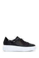 Women's Black Lace-Up Chunky Sole Leather Sneakers | Derimod Women's Black Lace-Up Chunky Sole Leather Sneakers | Derimod