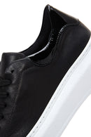 Women's Black Lace-Up Chunky Sole Leather Sneakers | Derimod Women's Black Lace-Up Chunky Sole Leather Sneakers | Derimod