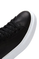 Women's Black Lace-Up Chunky Sole Leather Sneakers | Derimod Women's Black Lace-Up Chunky Sole Leather Sneakers | Derimod