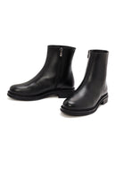 Women's Black Zippered Leather Comfort Boots | Derimod Women's Black Zippered Leather Comfort Boots | Derimod