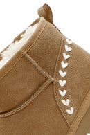 Women's Camel Fur Detailed Suede Leather Boots | Derimod Women's Camel Fur Detailed Suede Leather Boots | Derimod