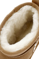 Women's Camel Fur Detailed Suede Leather Boots | Derimod Women's Camel Fur Detailed Suede Leather Boots | Derimod