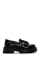 Women's Black Tassel Detailed Leather Masculine Loafer | Derimod Women's Black Tassel Detailed Leather Masculine Loafer | Derimod