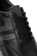 Erkek Siyah Bağcıklı Deri Sneaker | Derimod Erkek Siyah Bağcıklı Deri Sneaker | Derimod