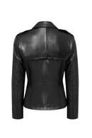 Giselle Women's Black Short Leather Jacket | Derimod Giselle Women's Black Short Leather Jacket | Derimod