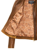 Anya Women's Camel Short Leather Jacket | Derimod Anya Women's Camel Short Leather Jacket | Derimod