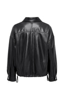 Susan Women's Black Oversize Leather Jacket | Derimod Susan Women's Black Oversize Leather Jacket | Derimod