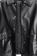 Susan Women's Black Oversize Leather Jacket | Derimod Susan Women's Black Oversize Leather Jacket | Derimod