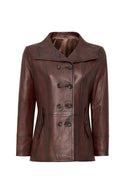 Trixy Women's Brown Leather Jacket | Derimod Trixy Women's Brown Leather Jacket | Derimod