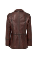 Trixy Women's Brown Leather Jacket | Derimod Trixy Women's Brown Leather Jacket | Derimod