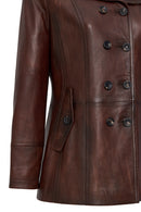 Trixy Women's Brown Leather Jacket | Derimod Trixy Women's Brown Leather Jacket | Derimod