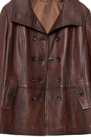 Trixy Women's Brown Leather Jacket | Derimod Trixy Women's Brown Leather Jacket | Derimod
