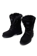 Caterpillar Women's Black Utah Fur Nubuck Leather Lace-up Boots | Derimod Caterpillar Women's Black Utah Fur Nubuck Leather Lace-up Boots | Derimod
