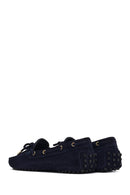Women's Navy Blue Tassel Suede Leather Loafer | Derimod Women's Navy Blue Tassel Suede Leather Loafer | Derimod