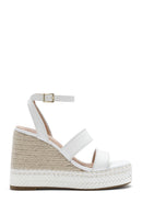 Women's White Ankle Buckle Wedge Heel Espadrille Sandals | Derimod Women's White Ankle Buckle Wedge Heel Espadrille Sandals | Derimod