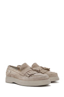Women's Beige Tassel Suede Leather Loafer | Derimod Women's Beige Tassel Suede Leather Loafer | Derimod