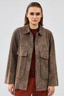 Jennifer Women's Mink Suede Leather Jacket | Derimod Jennifer Women's Mink Suede Leather Jacket | Derimod