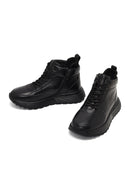 Men's Black Zippered Thick Sole Leather Sports Boot | Derimod Men's Black Zippered Thick Sole Leather Sports Boot | Derimod