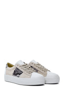 Kadın Bej Deri Desenli Sneaker | Derimod Kadın Bej Deri Desenli Sneaker | Derimod