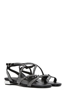 Women's Black Stone Buckle Sandals | Derimod Women's Black Stone Buckle Sandals | Derimod