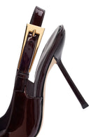 Woman Burgundy Open Back High Thin Heel Patent Leather Leather Shoe | Derimod Woman Burgundy Open Back High Thin Heel Patent Leather Leather Shoe | Derimod
