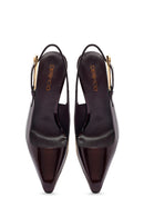 Woman Burgundy Open Back High Thin Heel Patent Leather Leather Shoe | Derimod Woman Burgundy Open Back High Thin Heel Patent Leather Leather Shoe | Derimod