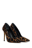 Woman Leopard High Thin Heels Leather Stiletto | Derimod Woman Leopard High Thin Heels Leather Stiletto | Derimod