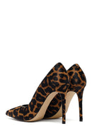 Woman Leopard High Thin Heels Leather Stiletto | Derimod Woman Leopard High Thin Heels Leather Stiletto | Derimod