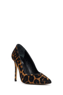 Woman Leopard High Thin Heels Leather Stiletto | Derimod Woman Leopard High Thin Heels Leather Stiletto | Derimod