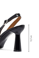Woman Black Slingback Chunky Heel Leather Shoe | Derimod Woman Black Slingback Chunky Heel Leather Shoe | Derimod