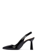 Woman Black Slingback Chunky Heel Leather Shoe | Derimod Woman Black Slingback Chunky Heel Leather Shoe | Derimod