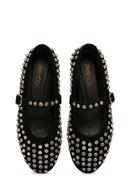 Woman Black Stone Leather Babet | Derimod Woman Black Stone Leather Babet | Derimod