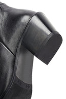 Woman Black Chunky Heels Leather Cowboy Boots | Derimod Woman Black Chunky Heels Leather Cowboy Boots | Derimod