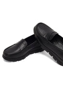 Women Black Wedge Heel Leather Comfort Loafer | Derimod Women Black Wedge Heel Leather Comfort Loafer | Derimod