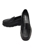 Women Black Wedge Heel Leather Comfort Loafer | Derimod Women Black Wedge Heel Leather Comfort Loafer | Derimod