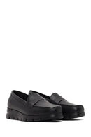Women Black Wedge Heel Leather Comfort Loafer | Derimod Women Black Wedge Heel Leather Comfort Loafer | Derimod