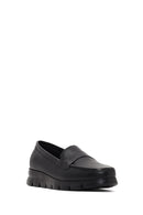 Women Black Wedge Heel Leather Comfort Loafer | Derimod Women Black Wedge Heel Leather Comfort Loafer | Derimod