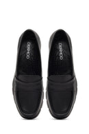 Women Black Wedge Heel Leather Comfort Loafer | Derimod Women Black Wedge Heel Leather Comfort Loafer | Derimod