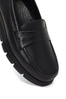 Women Black Wedge Heel Leather Comfort Loafer | Derimod Women Black Wedge Heel Leather Comfort Loafer | Derimod