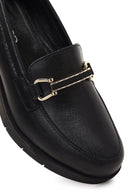 Kadın Siyah Tokalı Dolgu Topuklu Deri Comfort Loafer | Derimod Kadın Siyah Tokalı Dolgu Topuklu Deri Comfort Loafer | Derimod