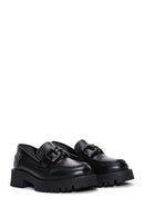 Woman Black Thick Sole Leather Masculine Loafer | Derimod Woman Black Thick Sole Leather Masculine Loafer | Derimod