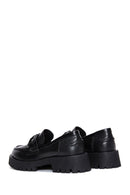 Woman Black Thick Sole Leather Masculine Loafer | Derimod Woman Black Thick Sole Leather Masculine Loafer | Derimod