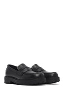 Women's Black Thick-Soled Leather Masculine Loafer | Derimod Women's Black Thick-Soled Leather Masculine Loafer | Derimod