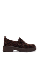 Woman Leopard Print Suede Leather Masculine Loafer | Derimod Woman Leopard Print Suede Leather Masculine Loafer | Derimod