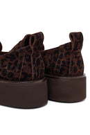 Woman Leopard Print Suede Leather Masculine Loafer | Derimod Woman Leopard Print Suede Leather Masculine Loafer | Derimod